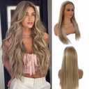 Upgrade - Strawberry Blonde Mixed Platinum Blonde HD Lace Front Human Hair Wigs,13*4 Ombre Highlight Straight Lace Wig 100% Remy Virgin Hair,Pre Plucked with Baby Hair Natural Hairline 150% Density (22 Inch, #8T18/60)
