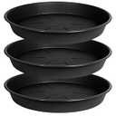 OVZILKI 3 Pack of Plant Saucer 20 22 inch, 3.6" Depth, Large Heavy Duty Plastic Saucers 21" Round, Plant Drip Trays for for Indoors Outdoor, Plant Water Tray for Planters 19-23" (22", Black)