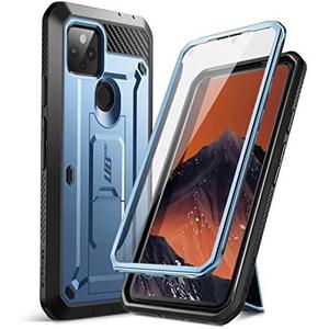 SUPCASE Unicorn Beetle Pro Series Full-Body Rugged Holster Case with Built-in Screen Protector for 6.2-Inch Google Pixel 4A 5G (2020), Metallic Blue