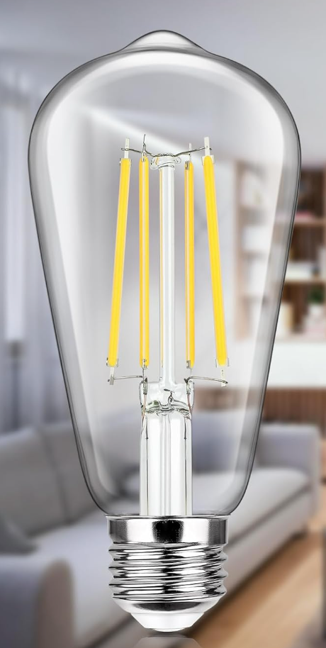 2-Pack Vintage E26 LED Edison Bulbs 100W Equivalent 1400LM High Brightness 8W ST58 LED Filament Light Bulbs 5000K Daylight White Medium Base CRI90+ Antique Clear Glass for Home Kitchen, Non-dimmable
