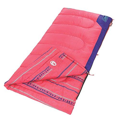 Coleman Kids 50°F Sleeping Bag, Comfortable Youth Sleeping Bag for Sleepovers & Camping, Fits Children up to 5ft Tall, Glow in The Dark Design, Stuff Sack Included, Machine Washable