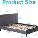 yoyomax Queen Bed Frame with Headboard, Linen Upholstered Bed Frame with Wooden Slats Support, No Box Spring Needed/Easy Assembly/Mattress Foundation, Grey