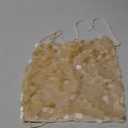 MakeMeChic Women's 2 Piece Outfits Glitter Sequin Halter Crop Top and Bodycon Mini Skirt Party Sets Apricot B Large