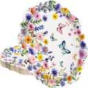 Treasure Cove Wildflower Oval Paper Plates Large Spring Oval Plate Disposable Floral Party Platter Flower Tableware Decorations for Birthday Wedding Tea Party Supplies 10" x 12" 24Pcs