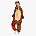 OLAOLA Unisex Adult Christmas Costume, Plush Santa Onesie Reindeer Gingerbread Snowman One-Piece Cosplay Pajamas, Size M.