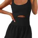 SENSERISE Womens Workout Rompers Athletic Romper Running Onesie One Piece Exercise Jumpsuits Gym Yoga Outfits (Black), X