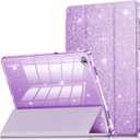INFILAND Case for Samsung Galaxy Tab A11+Plus/A9+ Plus 11 inch Case (2023/2025), Glitter Tablet Protective Cover with Sparkly Clear Back for Girls Kids (Purple, Galaxy Tab A11 Plus)
