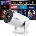 WellSonic Mini Projector with WiFi and Bluetooth, Portable Movie Projector Support 4K, Auto Keystone, 210° Rotation, 130'' Screen Smart Projector Compatible with HDMI Phone TV Stick for Bedroom Outdoor