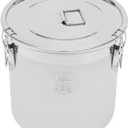 DYNAMI Large 304 Stainless Steel Bucket with Airtight Lids, 8.7Gal Metal Food Canisters Container with Lid & Lock Clips,Milk Can Flour Storage Containers for Oil,Milk,Grain,Coffee Bean(33L)