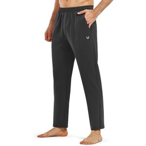 NORTHYARD Men's Yoga Casual Sweatpants Cotton Athletic Lounge Pants Open Bottom Loose Exercise Straight Leg Pant with Pockets (Black, XXL)