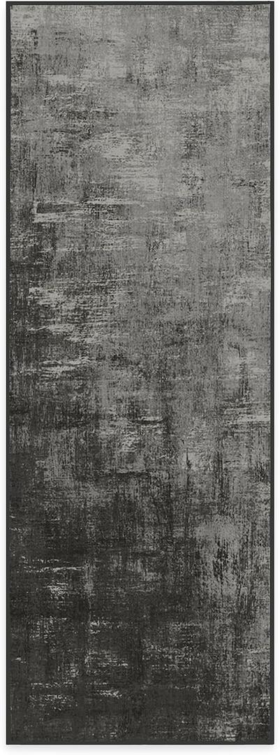 RUGGABLE Washable Modern Runner Rug  Impasto Greyscale 2.5x7, Stain-Resistant, Non-Slip Hallway Runner  Machine Washable Rug for Hallway, Entryway, Living Room & Kitchenwith Standard Pad