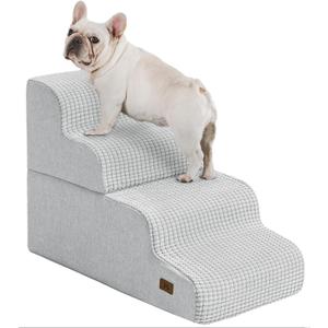 Dog Step for Bed, Dog Stair 4-Step 35D Pet Stair 19.7" H for High Bed or Sofa Non-Slip Balanced Pet Step Indoor, Light Grey