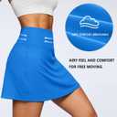 MEIVSO Womens Buttery Soft Tennis Skort Athletic Golf Skirt High-Rise Skirts Built-in Shorts with Pockets (Blue, M)
