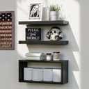 RICHER HOUSE Black Floating Shelves Set of 3, Modern Bathroom Shelves Wall Mounted Shelves for Wall Decor, Over Toilet Black Wall Shelves for Bathroom Bedroom, Living Room, Kitchen,2 Pack