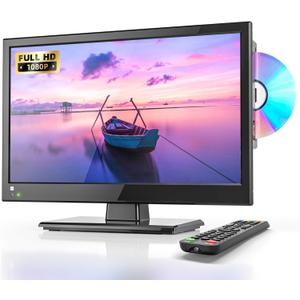 Desobry 16 INCH 1080P LCD TV with Built-in DVD Player - HDMI USB Monitor for Home, Kitchen, RV, Office