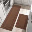 BEQHAUSE-Kitchen-Rugs-Anti-Slip-Kitchen-Mats-for-Floor Absorbent Kitchen Mat Set of 2 Washable Kitchen Runner Rug with TPR Non Skid Backing,Brown 24x35inch/24x60inch