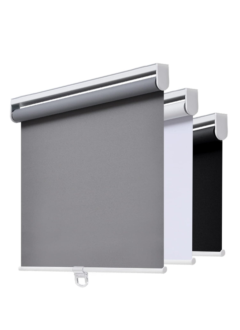 AOSKY Cordless Roller Shades Blackout Blinds for Windows Room Darkening Rolled Up Shades with Spring System, UV Protection Window Shades Door Blinds for Home and Office (72" W x 72" H, Grey)