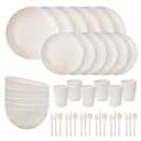 EI 42pcs Wheat Straw Dinnerware Set,Plates and Bowls Sets,Reuasble Plate,Unbreakable Dinner Plate for 6,Microwave Dishwasher Safe,College Dorm Room Essentials Dishes Sets-Bowls,Plates,Cups,Cutlery