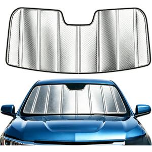 Custom Fit Windshield Sun Shade for Mercedes-Benz GLE/GLS 2020-2026, Foldable 3-Layer High Reflective Silver Sunshade, Blocks UV Rays & Reduces Cabin Heat