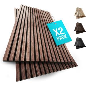 2-Pack Wood Panels for Wall - Acoustic Wood Slat Wall Panels, Soundproof Wooden Paneling for Interior Decor (2pcs - 47.2x23.6 inches, Natural Walnut)