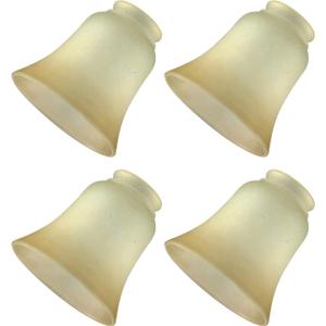 Glass Shade Replacement for Ceiling Fan, 4 Pack Vintage Farmhouse Glass Covers for Light Fixtures Chandeliar Vanity Lighting, Tea Stain Color 2 1/8" Fitter Size