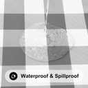Smiry Round Picnic Tablecloth, Elastic Waterproof Fitted Vinyl Tablecloths for 57"-68" Tables, Flannel Backed Buffalo Plaid Table Cover for Dining, Camping, Outdoor, White and Grey