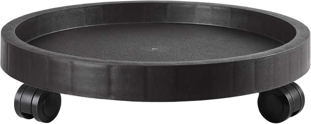 NAZKAEN 12.6 Inch Planter Caddies Rolling Saucer Caddy with Wheels, Heavy Duty Wheeled Stand for Potted Plant, Round Coaster Roller Base Tray with Casters, Flower Pot Dolly Holder for Indoor Outdoor, Black