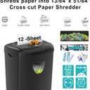Paper Shredder for HomeShred 12 Sheet Cross Cut,5.55-Gallon Basket, P-4 Security,Shred Paper/Cards/CDs/Staples/Clips - Jam Proof System for Home Office