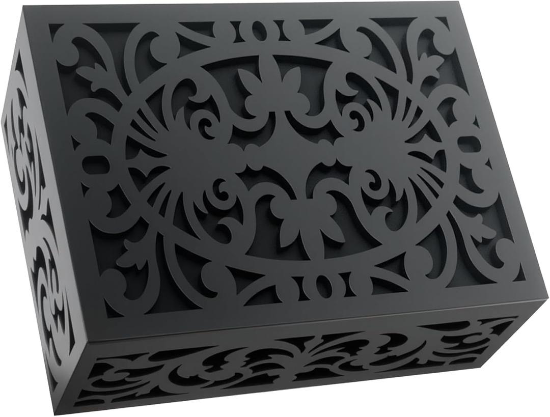Modern black Wooden Doorbell Chime Cover Box Noise-Reducing, Decorative Black Wall-Mounted Cover for Chimes | wooden doorbell cover box only (large seize (9.84 x 7.87 x 3.15))