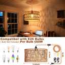 Maliralt Hanging Lamps Rattan Pendant Light Hanging Lights 16.4ft Plug in Cord Pendant Light Fixture Plug Into Wall Outlet Pendant Lighting with On Off Switch for Bedroom Living (Cylindrical Shade)
