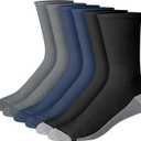 Hanes Men's Max Cushioned Crew Socks, Moisture-Wicking with Odor Control, Multipack (12-14, Charcoal/Navy/Black - 6 Pack)