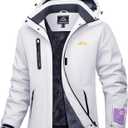 MAGCOMSEN Women's Winter Coats Waterproof Insulated Snow Ski Jacket Hood Fleece Lined Warm Mountain Snowboarding Windbreaker (Medium, White)
