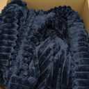 BEDELITE Fleece Blanket King Size  3D Ribbed Jacquard Soft and Warm Decorative Fuzzy Blankets  Cozy, Fluffy, Plush Lightweight Throw Blankets for Couch, Bed, Sofa(Navy Blue, 108x90 inches)