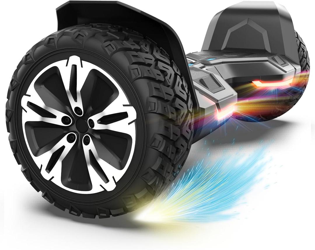 Gyroor Warrior 8.5 inch All Terrain Off Road Hoverboard with Bluetooth Speakers and LED Lights, UL2272 Certified Self Balancing Scooter (1-black)