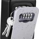 Lospu HY Key Lock Box, 4 Digit Combination Key Storage Lockbox, Waterproof Wall Mount Key Safe Box for Indoor, Outdoor, Home, Hotels, Airbnb and Schools Grey
