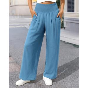 Women Long Pants Wide Leg High Waist Lounge Beach Travel Vacation Outfits XL