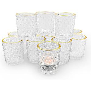 SHMILMH Clear Tealight Candle Holders Set of 24, Glass Votive Candle Holders with Rim for Wedding Table Centerpiece Birthday Party Christmas Decor, Clear, 24