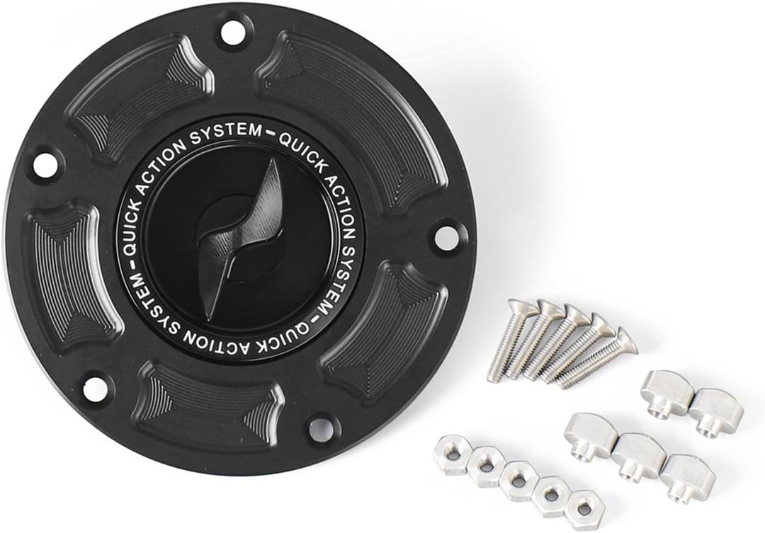 VITINO CNC Accessories Fuel Tank Cap Motorcycle Gas Cap Lightning Key Quick Action Cover Fit For Aprilia RSV4 Tuono V4 1100 RR For Ducati Monster 1100 Diavel Scrambler 1100 Panigale V2 V4 S (Black)