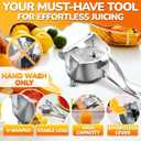 Fruit Juice Squeezer Handheld Aluminum Alloy - Manual Juicer Hand Press, Non-Slip Ergonomic Handle, Easy to Use & Clean, 0.6 L Capacity - Great Bar Juicer for Citrus, Pomegranate, and Other Fruits