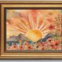 Gold Framed Wall Art Boho Canvas Art Prints Sun Pictures Wildflower Paintings Landscape Wall Decor Watercolor Artwork for Bedroom Home Office 8x10in