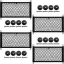 [4 Pack] Cargo Storage Net, DEDC Cargo Net Pocket Universal Accessories Elastic Automotive Large Cargo Net Storage Mesh Pocket with 16 Mounting Screws, Hooks for Truck Car SUV Boats (19.7"x9.8")