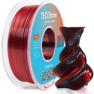 Dual Color Silk PLA Filament 1.75mm Black Red 1KG, Shiny High Gloss Finish, Seamless Color Transition, Neatly Wound, Accuracy +/-0.02mm Vacuum Packaging