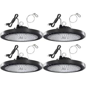 UFO LED High Bay Light,200W 22000LM,Commercial Bay Lighting Fixture 6500K,High Bay Led Lighting with US Plug,UFO LED Lights for Warehouse Workshop Factory Gym Garage Barn(4 Pack)