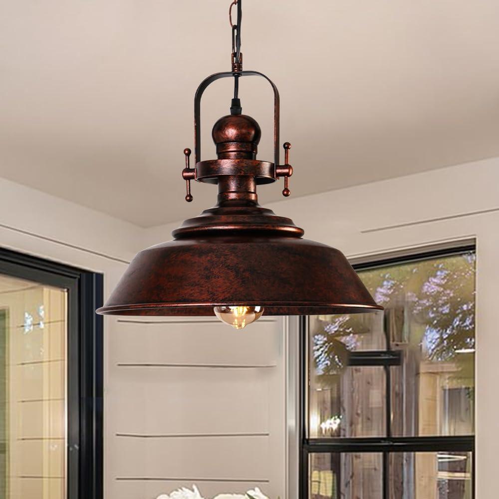 Sedelan Copper Pendant Light, Barn Pendant Lights Kitchen Island, Farmhouse Pendant Lighting, Industial Haning Lamp, Rustic Light Fixtures for Entryway Bedroom Hallway Adjustable HeightE26