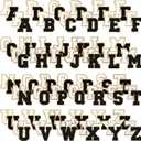 104 Pcs Letter Patch Iron on Chenille A-Z Repair Alphabet Applique Patches Embroidered Letter Sew on with Gold Border for Bags Shirts(2.36'',Black, White)