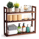 Wood Bathroom Shelf, 3-Tier Adjustable Shoes Rack&Plants Rack, Wall-Mounted or Stand for Living Room (Walnut)