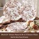 EjonirInjonir 60Pcs Heavy Duty Brown Floral Plates for Thanksgiving Party