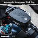 Rhinowalk Waterproof Motorcycle Tank Bag, 2L Compact Motorbike Tank Pouch with MOLLE Webbing, Removable Inner Liner, Cable Port, Reflective Logo, Organized Interior