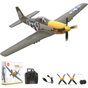 LEAMBE Brushless 4 Channel RC Plane P51D Mustang 500mm Remote Control Airplane Fighter RTF with 6-Axis Gyro, 3 Modes & Aerobatics, 2.4GHz Radio Controlled Aircraft for Beginners & Adults