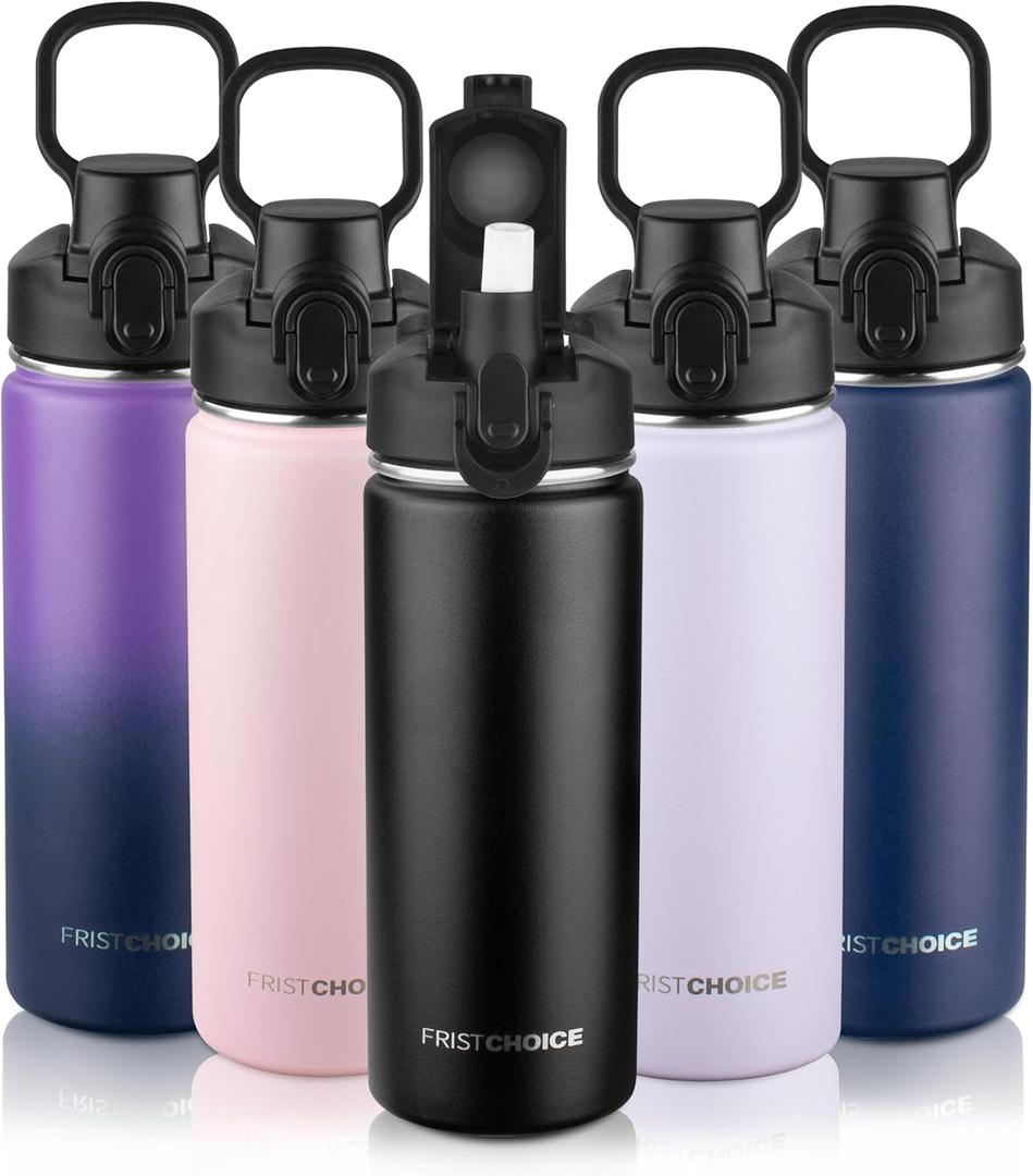 Insulated water bottle with Lid,14oz Stainless Steel Water Bottle for Boys,Girls,Double Wall Vacuum Wide Mouth Thermal Water Bottle for School,Travel,BPA-free and Leak-proof（14oz,Black）